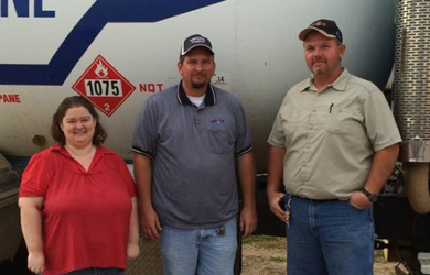 Joining MFA Oil from Home Service Oil are (L to R): Shirley Swoveland, CSR; Alex McGonical, salesman; and Rodney Pierce, salesman.