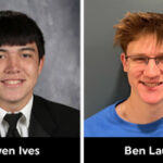 Four individual portraits in a grid. From left to right: A smiling person in an outdoor setting, a young person in a suit, a person wearing glasses and a blue shirt, and a young person with long hair. Each image includes a name label at the bottom.