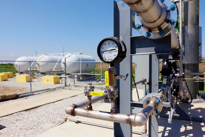 A close-up look at the machinery converting raw gas into consumer-grade renewable natural gas.