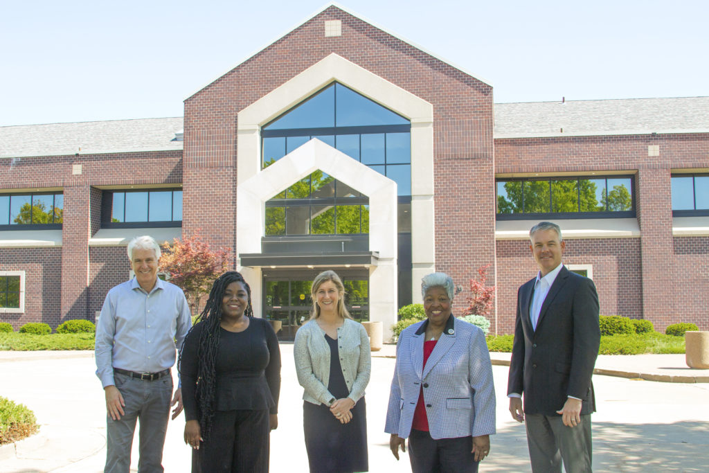 From left to right - Don Smith, MFA Oil director of mergers and acquisitions; Rev. Stephanie Allen, of the St. Paul AME Church in Columbia, Mo.; Emily Fisher, MFA Oil mergers and acquisitions analyst; Rev. Darlene Singer Smith, presiding elder of the AME Church’s St. Louis and Columbia District; and Jon Ihler, MFA Oil president and CEO.