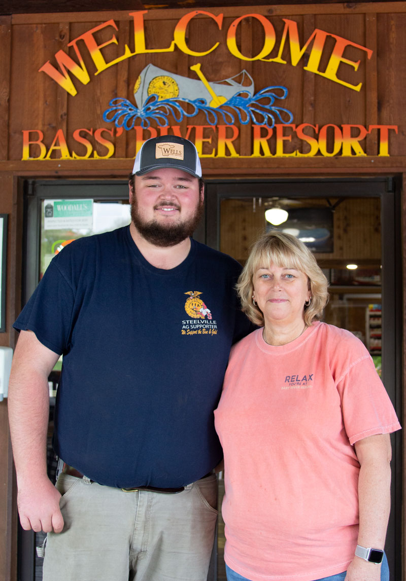 Brendan and Julie Bass of Bass' River Resort. The Bass family has owned and operated the resort on the banks of the Courtois Creek since 1967.