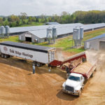 Oak Ridge Shavings delivers fresh bedding to a poultry farm in Barry County, Missouri. One 53-foot-long semitrailer holds enough bedding to cover the floor of a 40-by-400-foot barn. Photo by Jason Jenkins.