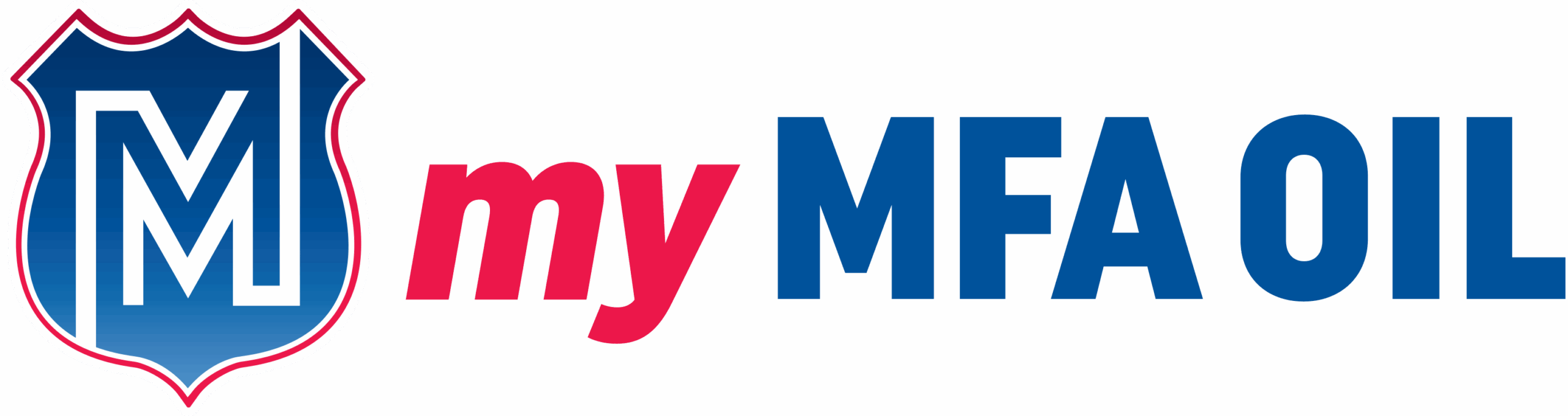 Logo featuring a blue and red shield with a large white M and my MFA OIL text, where my is in red and MFA OIL is in blue, on a light background.