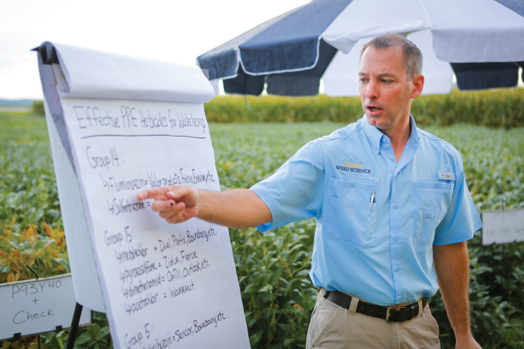 Kevin Bradley, a weed scientist with the University of Missouri, recommends farmers planting Xtend soybeans “go back to using dicamaba at a timeframe and in a manner when it has been used successfully in the past” to avoid problems with off-target movement. Photo by Kyle Spradley | © 2014 - Curators of the University of Missouri.