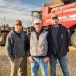 Mart Thaxton (center) completed his 42nd harvest this fall. He farms with his sons, Clayton (left) and Keaton (right), near Carlisle, Ark., where they raise corn, soybeans and rice. Photo by Sara Reeves.