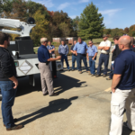 MFA Oil employees participate in a crane truck training session at the company’s headquarters in Columbia, Mo.