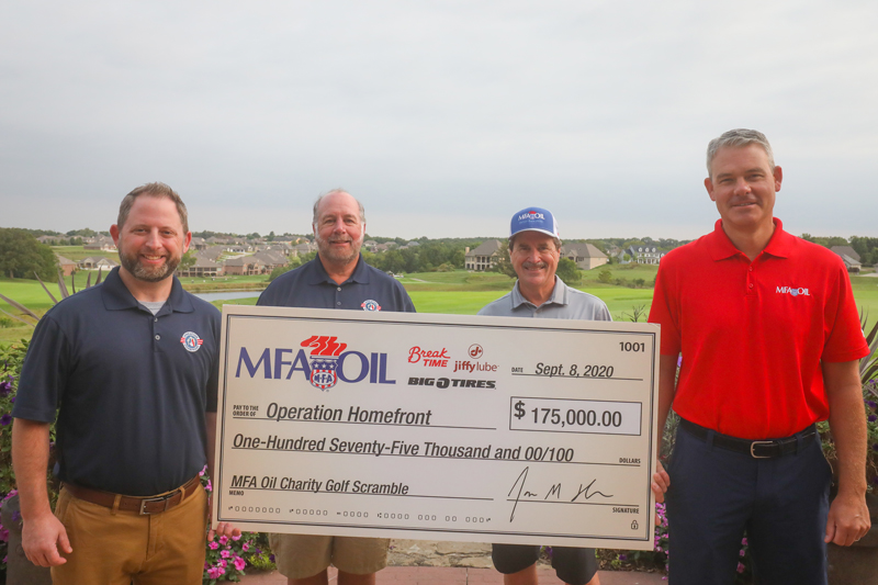 Pictured L to R: AJ Kahn, Operation Homefront Area Manager - Region 2; Don North, MFA Oil Director of Product Development and Operation Homefront Advisory Board Member; Jeff Raetz, MFA Oil CFO; and Jon Ihler, MFA Oil President and CEO.